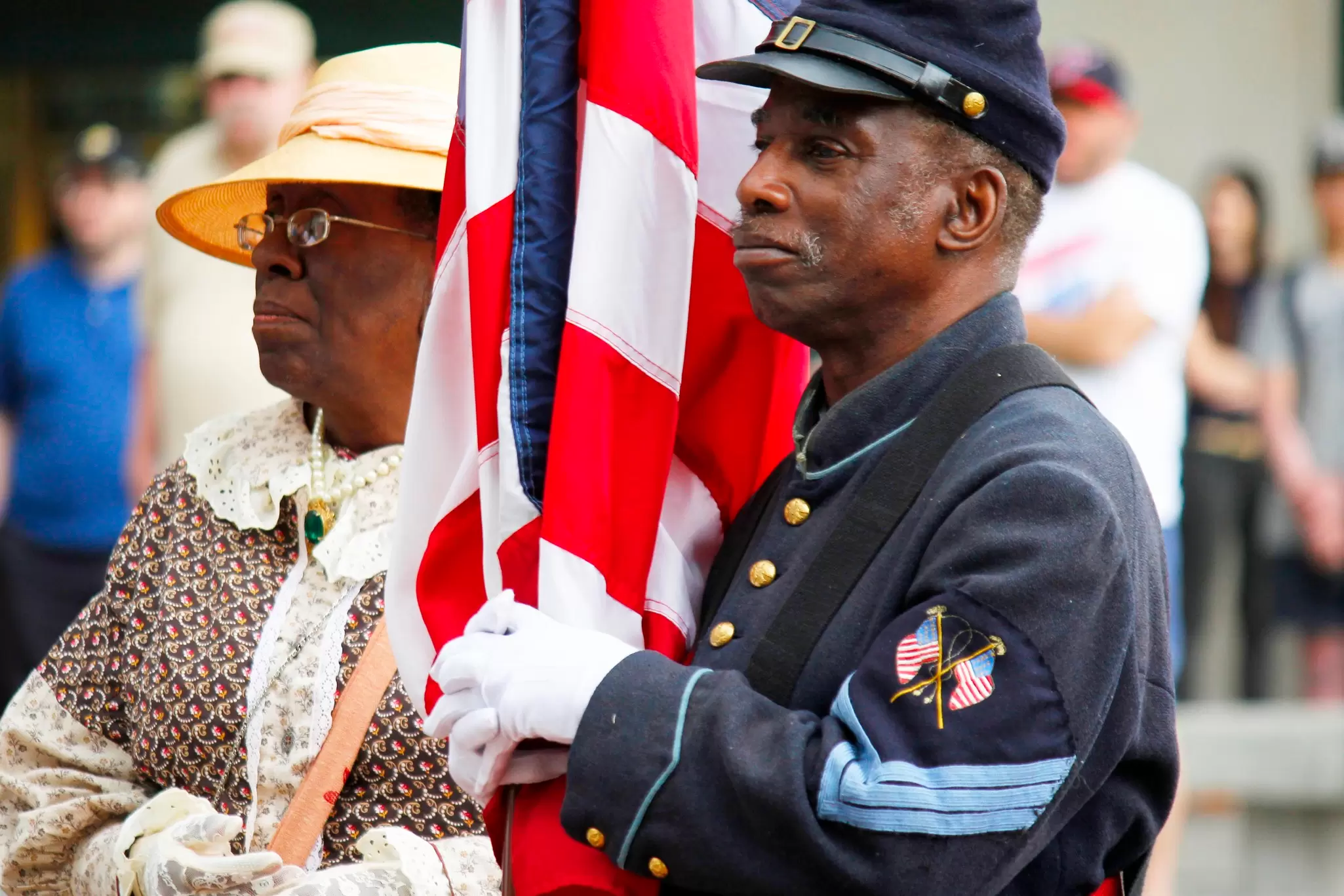 Historical re-enactors at the National Constitution Center in Philadelphia