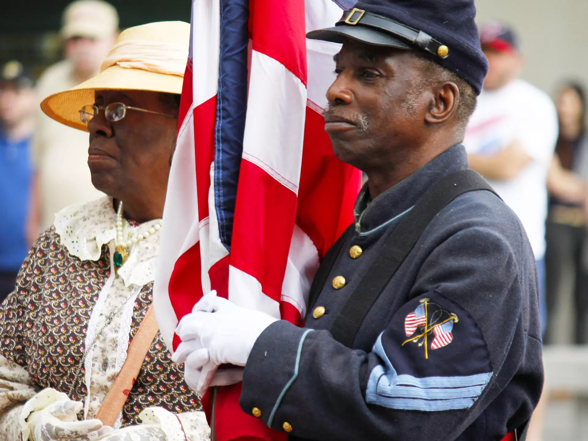 Philadelphia, PA, USA - June 14, 2019: Active members of the U.S. Armed Forces, veterans and historical re-enactors commemorate Flag Day at the National Constitution Center, in Philadelphia, Pennsylvania.
1155976713