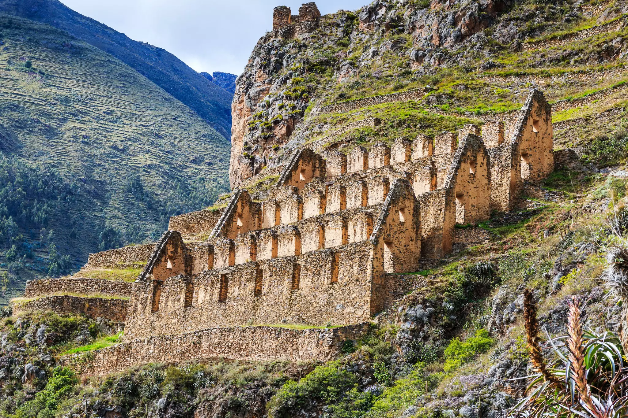 Historic storehouses from the Inca empire can still be seen at Ollantaytambo, in the Sacred Valley © Izabela23 / Shutterstock