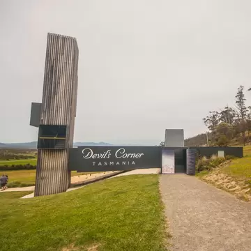 Devil's Corner lookout tower along the way to Freycinet National Park in Apslawn, Tasmania, Australia.