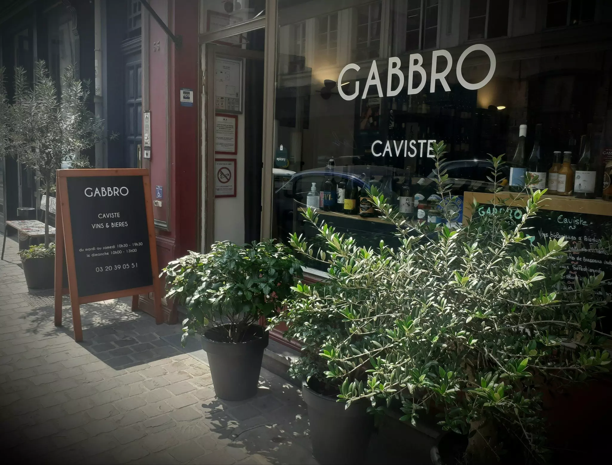 Sidewalk view of Gabbro in Lille, France. 