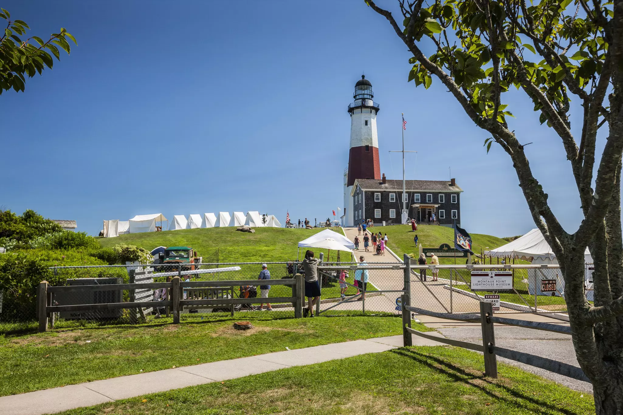 Montauk point lighthouse in summer, Long Island, United States