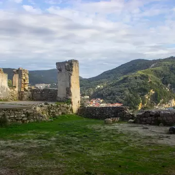 View of the ruins of the Venetian Castle of Parga in Northern Greece.