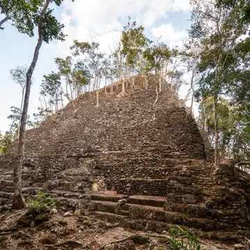 Ruins of an ancient maya pyramid (La Danta) deep in the Guatamalan jungle. Trees growing on the structure. Shot in El Mirador national park in Northern Guatemala. ; Shutterstock ID 1711358266; your: Bridget Brown; gl: 65050; netsuite: Online Edito...