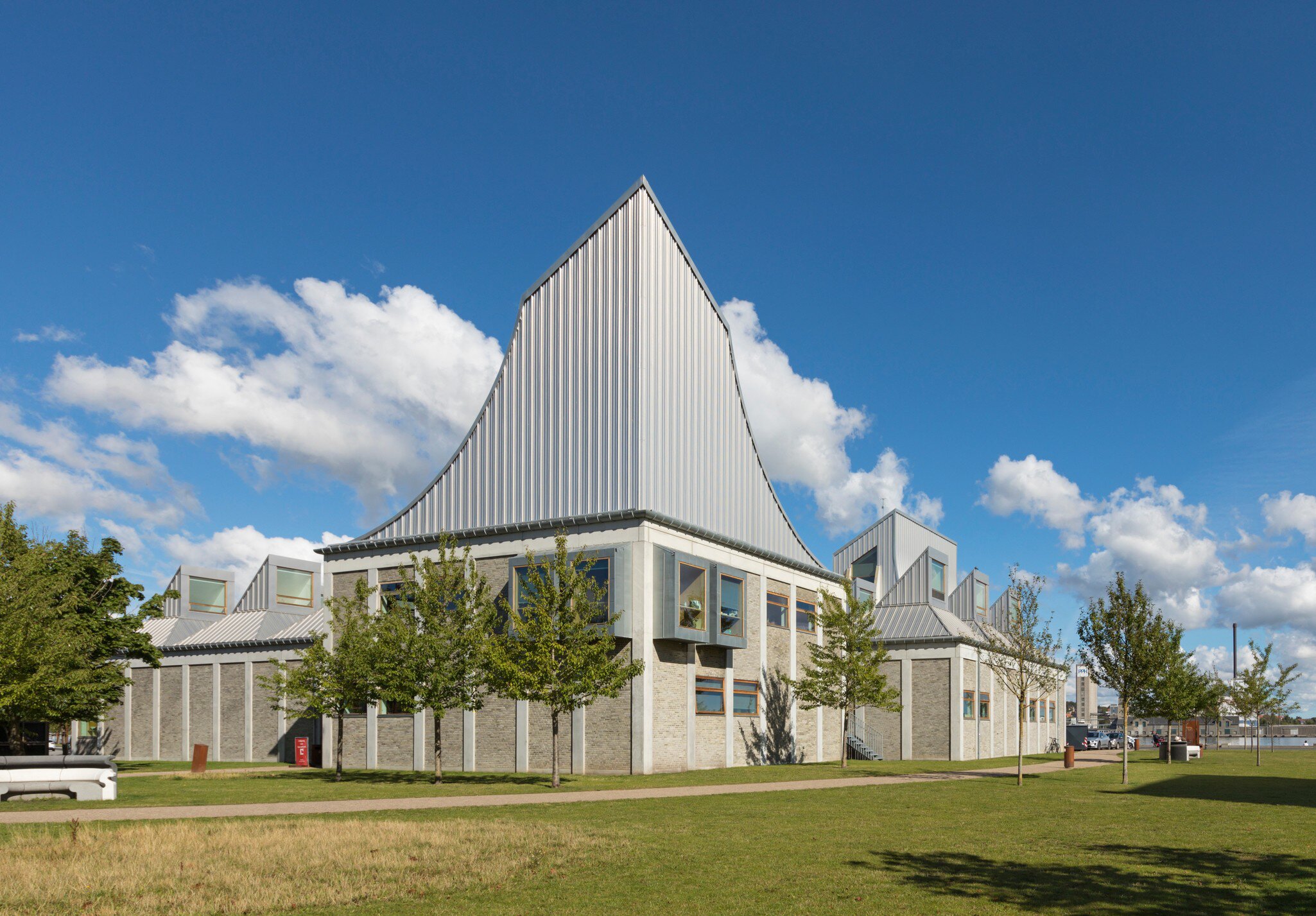 Exterior of the Utzon Center, a cultural center located in Aalborg waterfront, Denmark.