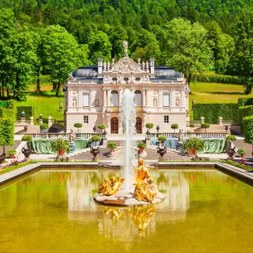 Schloss Linderhof Palace is located near the village of Ettal in southwest Bavaria, Germany.