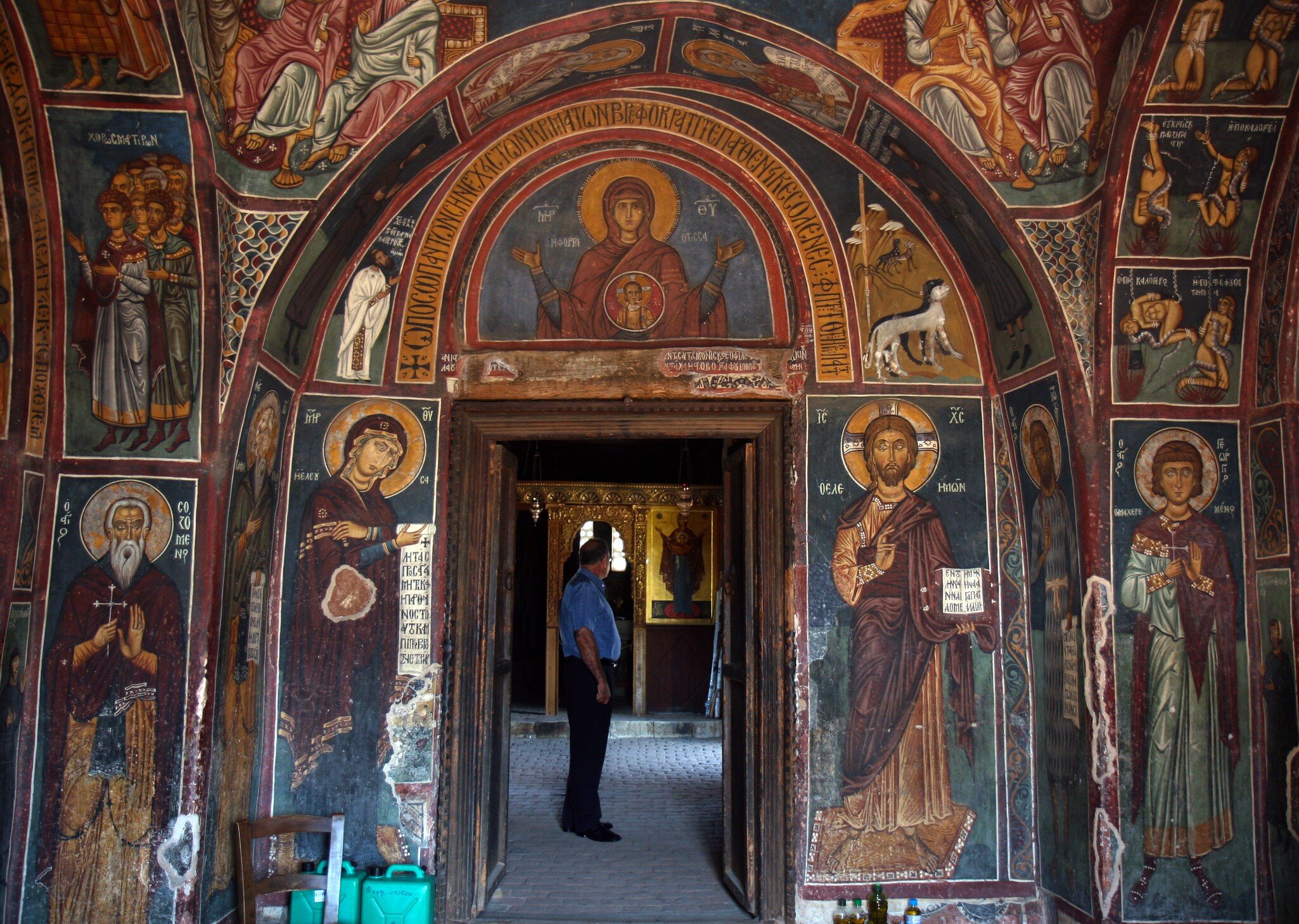 Nikitari, Nicosia, Cyprus- 11.6.2008 : interior view of Panagia Forviotissa (Asinou) , a Christian church of the beginning of the 12th century. UNESCO World Heritage Site; Shutterstock ID 1925302676;