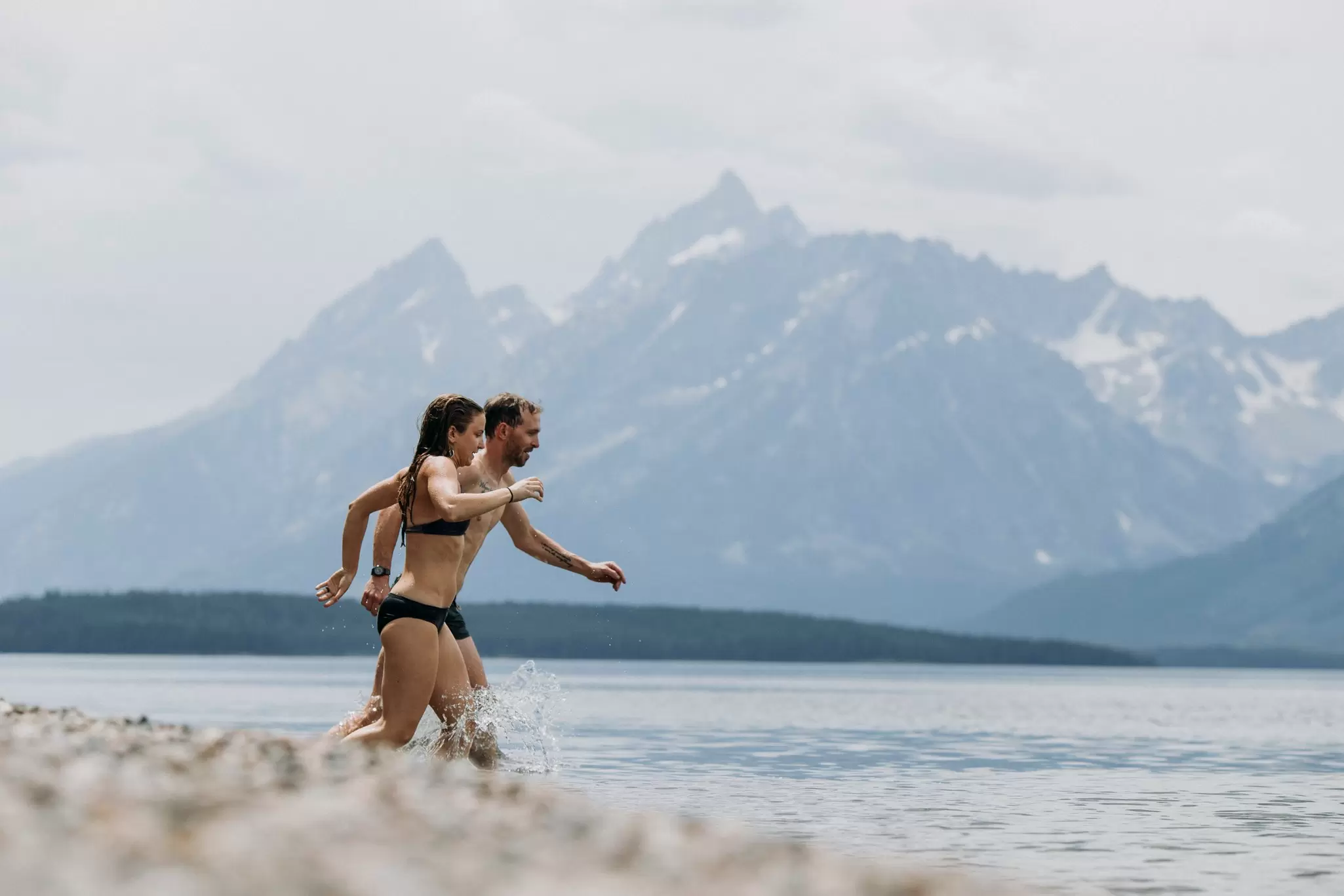 A lakeside beach and swimming spot in Wyoming