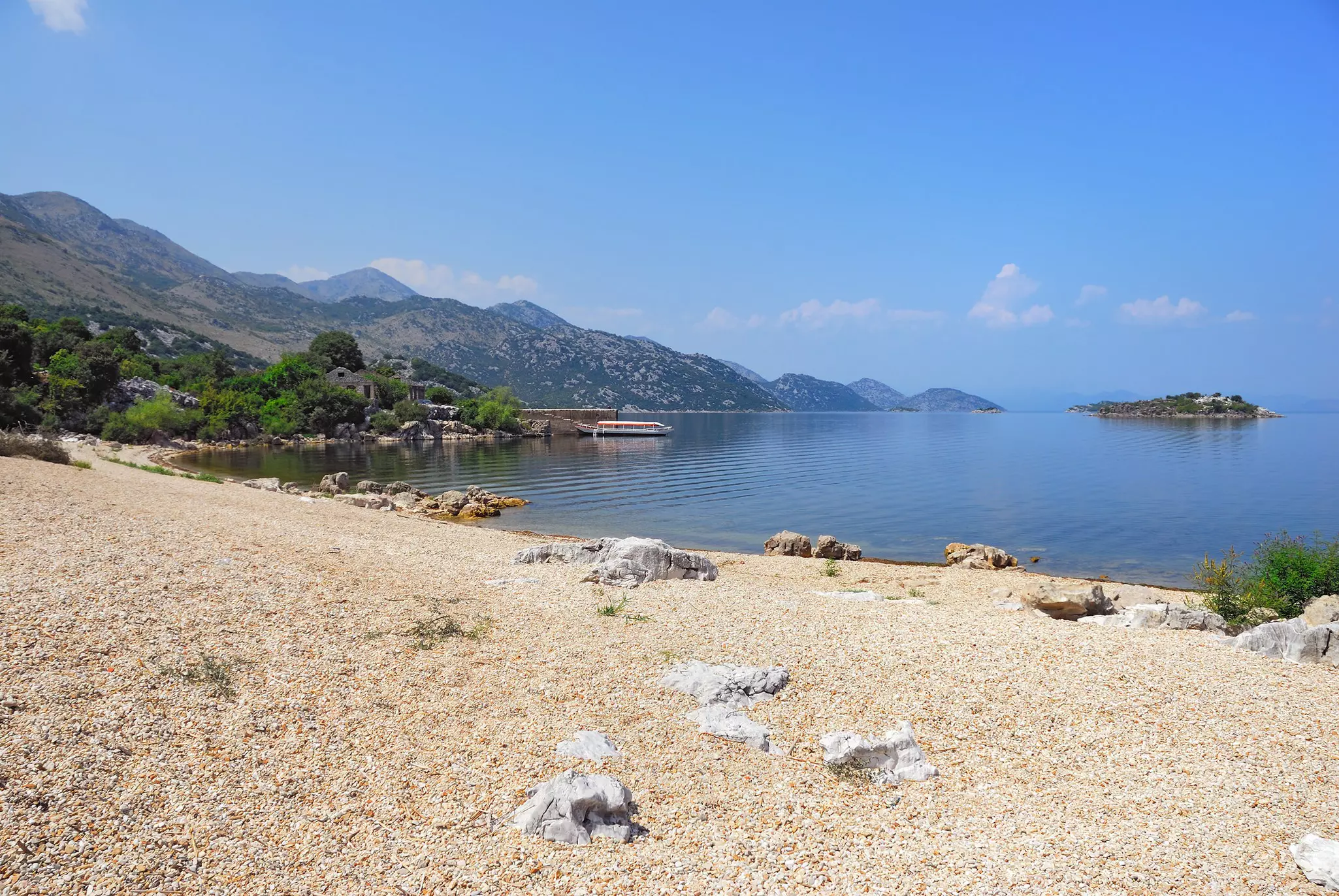 View on the beach of Lake Skadar, Montenegro