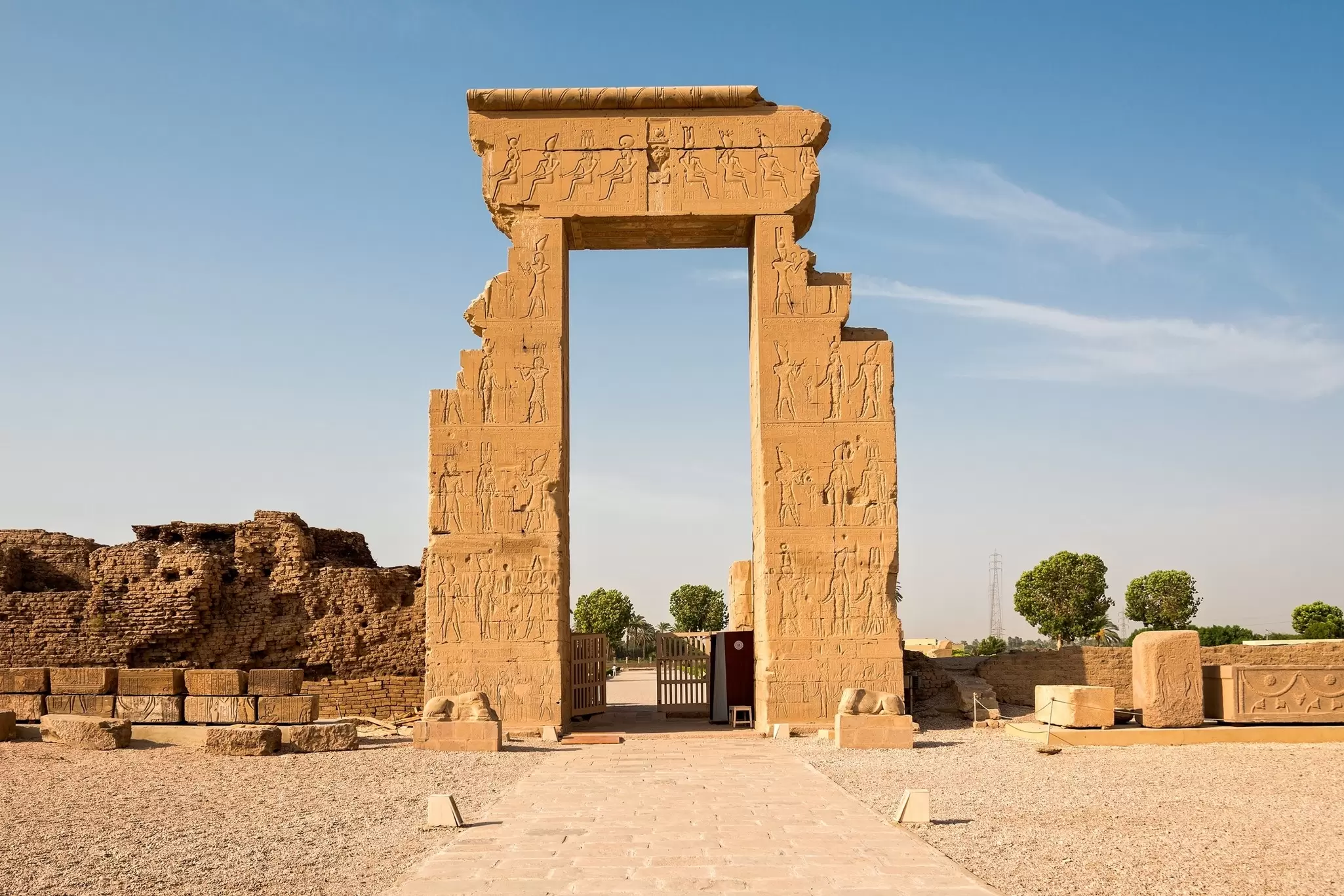 'Gate of Domitian and Trajan' northern entrance of the ancient Egyptian Temple of Hathor, in Dendera, Egypt., License Type: media, Download Time: 2025-07-02T19:11:23.000Z, User: dermothegarty77, Editorial: false, purchase_order: 56530 - Guidebooks, job...