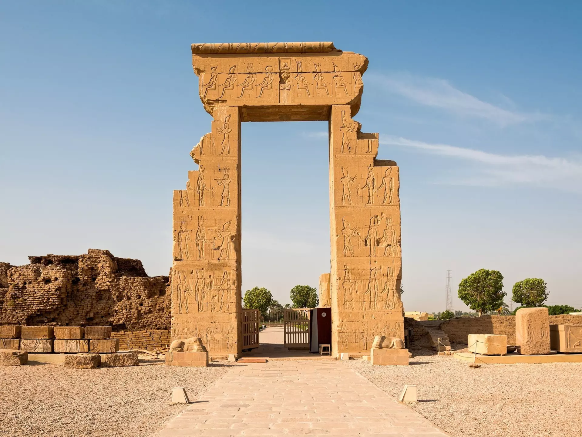 'Gate of Domitian and Trajan' northern entrance of the ancient Egyptian Temple of Hathor, in Dendera, Egypt., License Type: media, Download Time: 2025-07-02T19:11:23.000Z, User: dermothegarty77, Editorial: false, purchase_order: 56530 - Guidebooks, job...