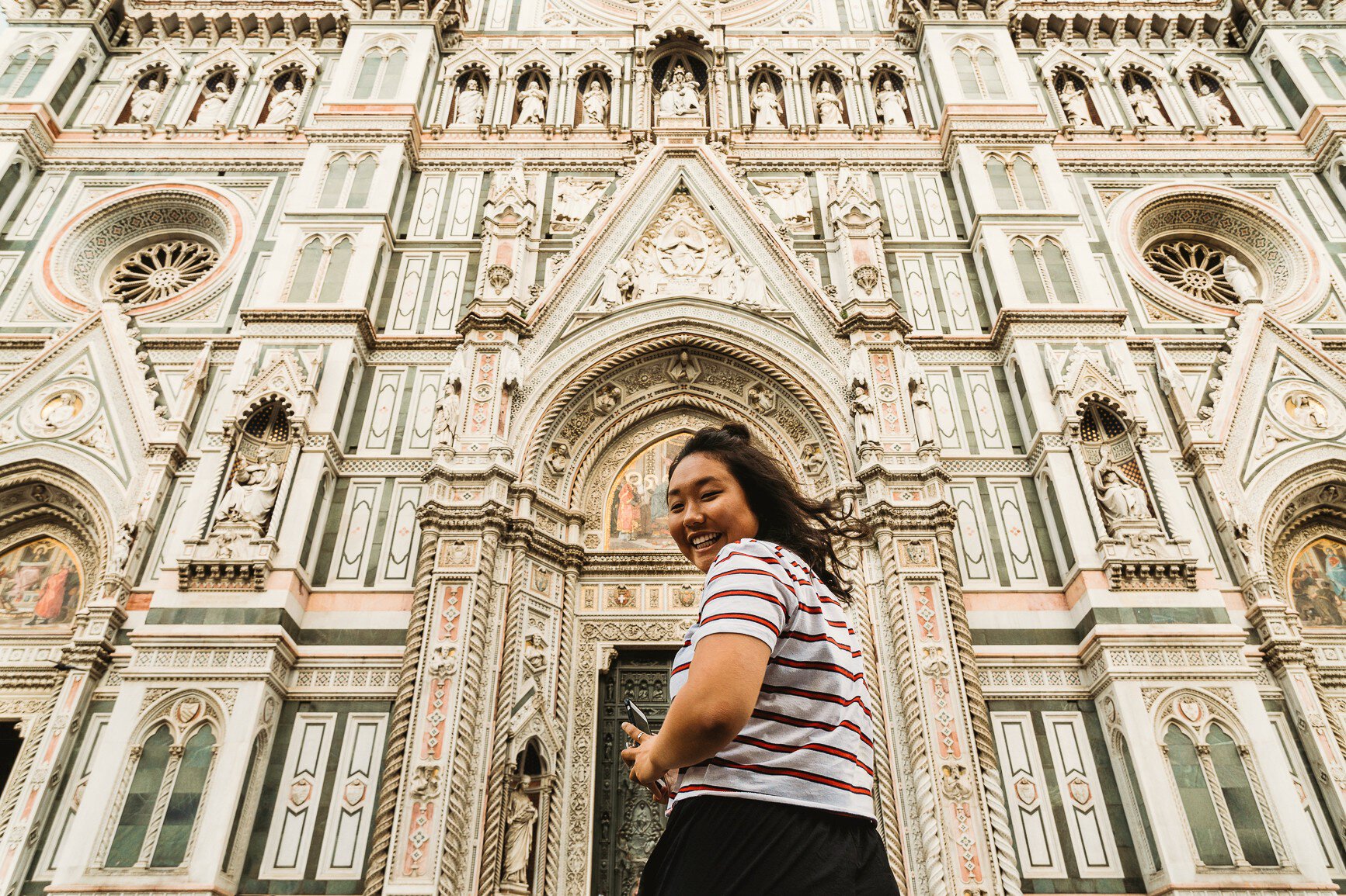 Asian tourist visiting Florence, Italy