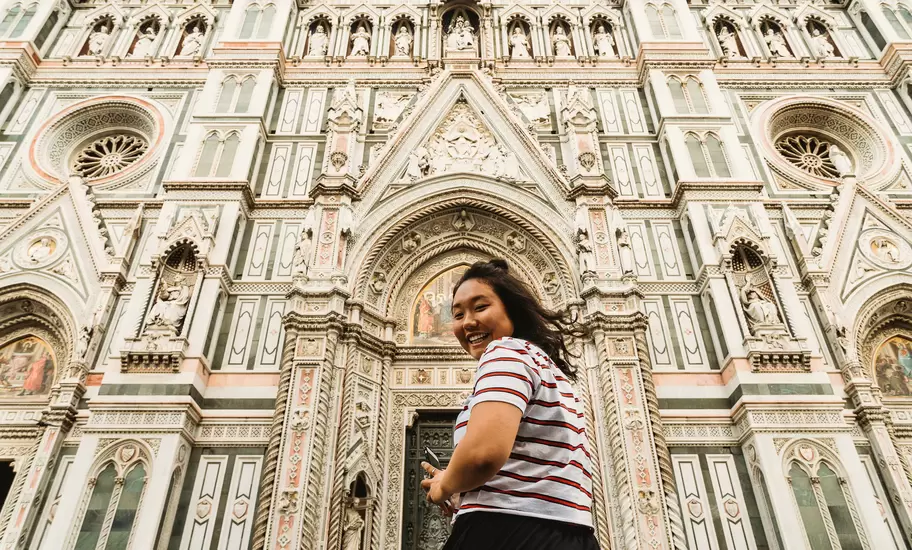 Asian tourist visiting Florence, Italy