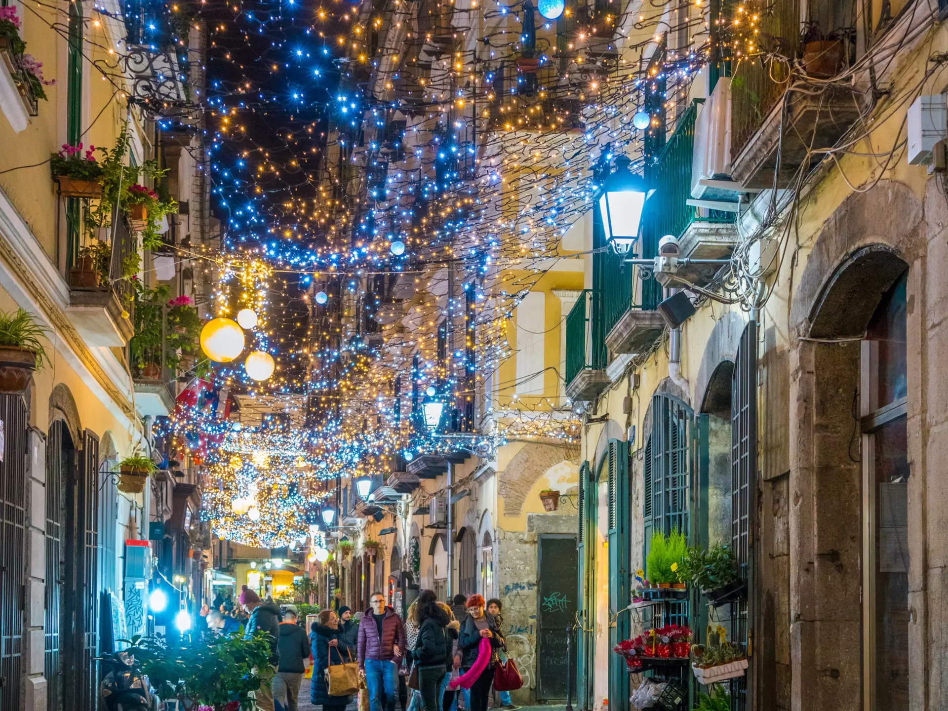 The Artist's Lights (Luci d'Artista) in Salerno at Christmastime, Campania, Italy.