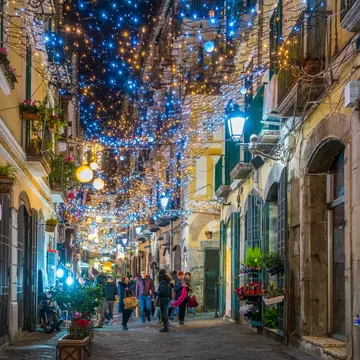 The Artist's Lights (Luci d'Artista) in Salerno at Christmastime, Campania, Italy.