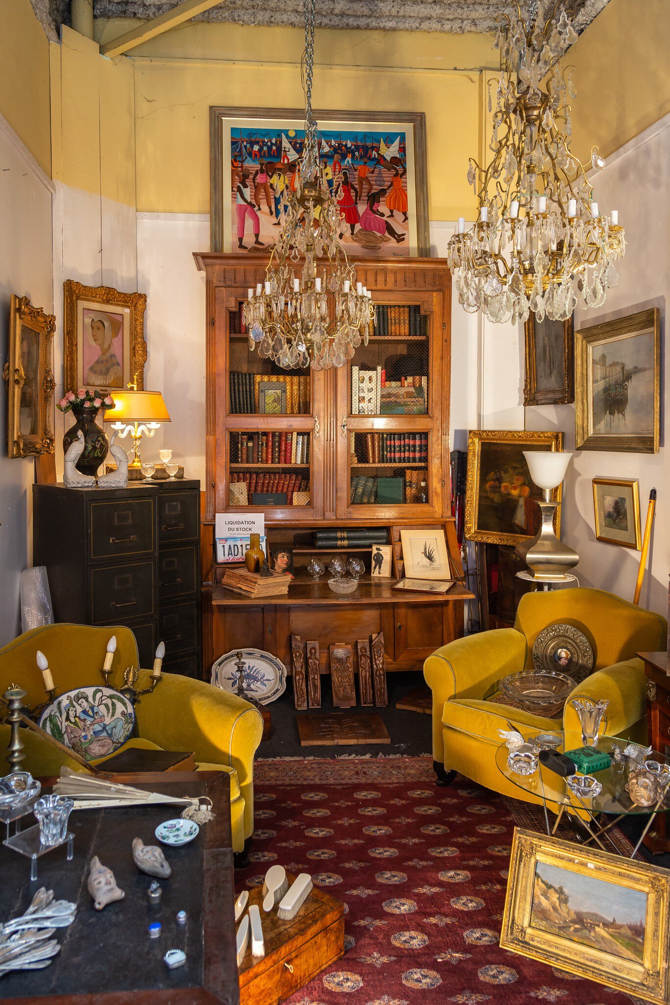 Store interior at Saint-Ouen Flea Market, Paris, France.