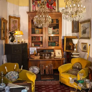 Store interior at Saint-Ouen Flea Market, Paris, France.