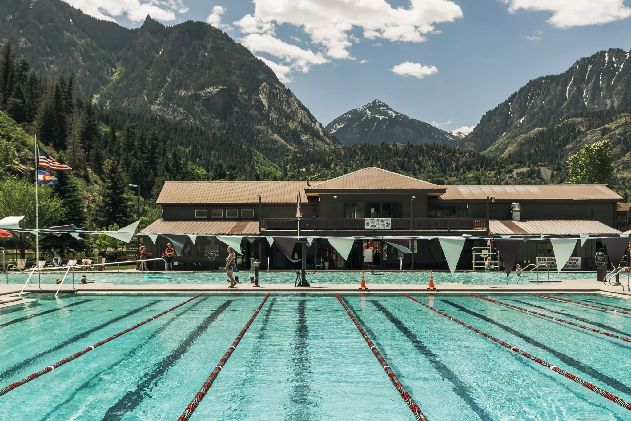 Soak in Swiss vibes at Ouray Hot Springs below the San Juan Mountains © Chip Kalback / Lonely Planet