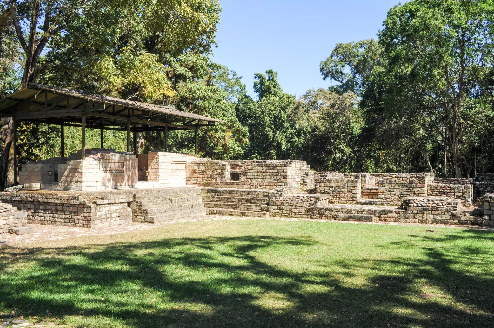 Trees rise above the Maya ruins of Las Sepulturas near Copán in Honduras.