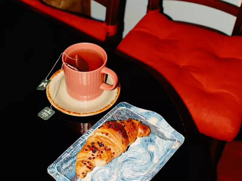 Cafe Bablú, tea and croissant at quirky cafe in Reykjavik