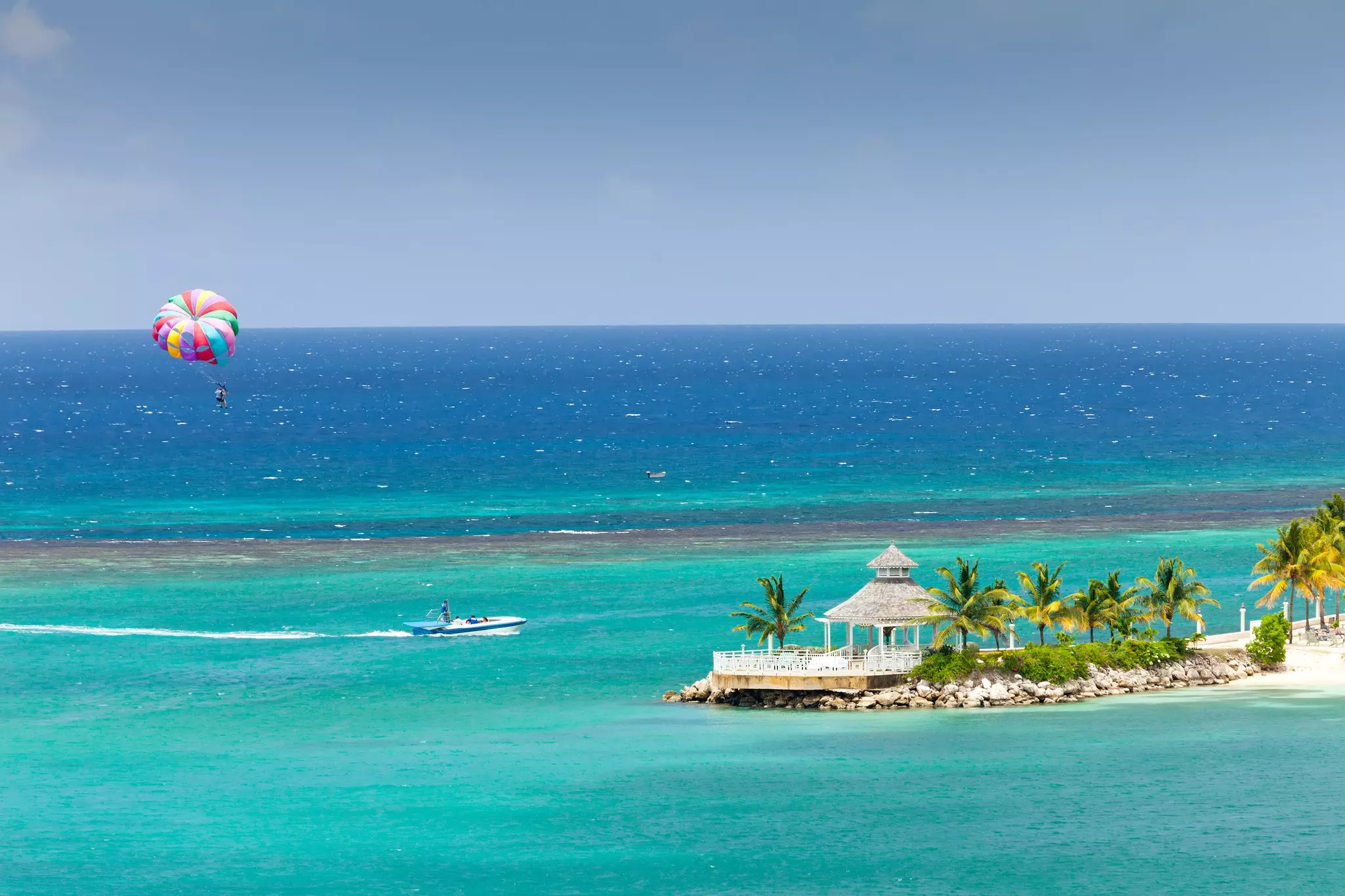 Watersports in the blue bay at Ocho Rios, Jamaica.