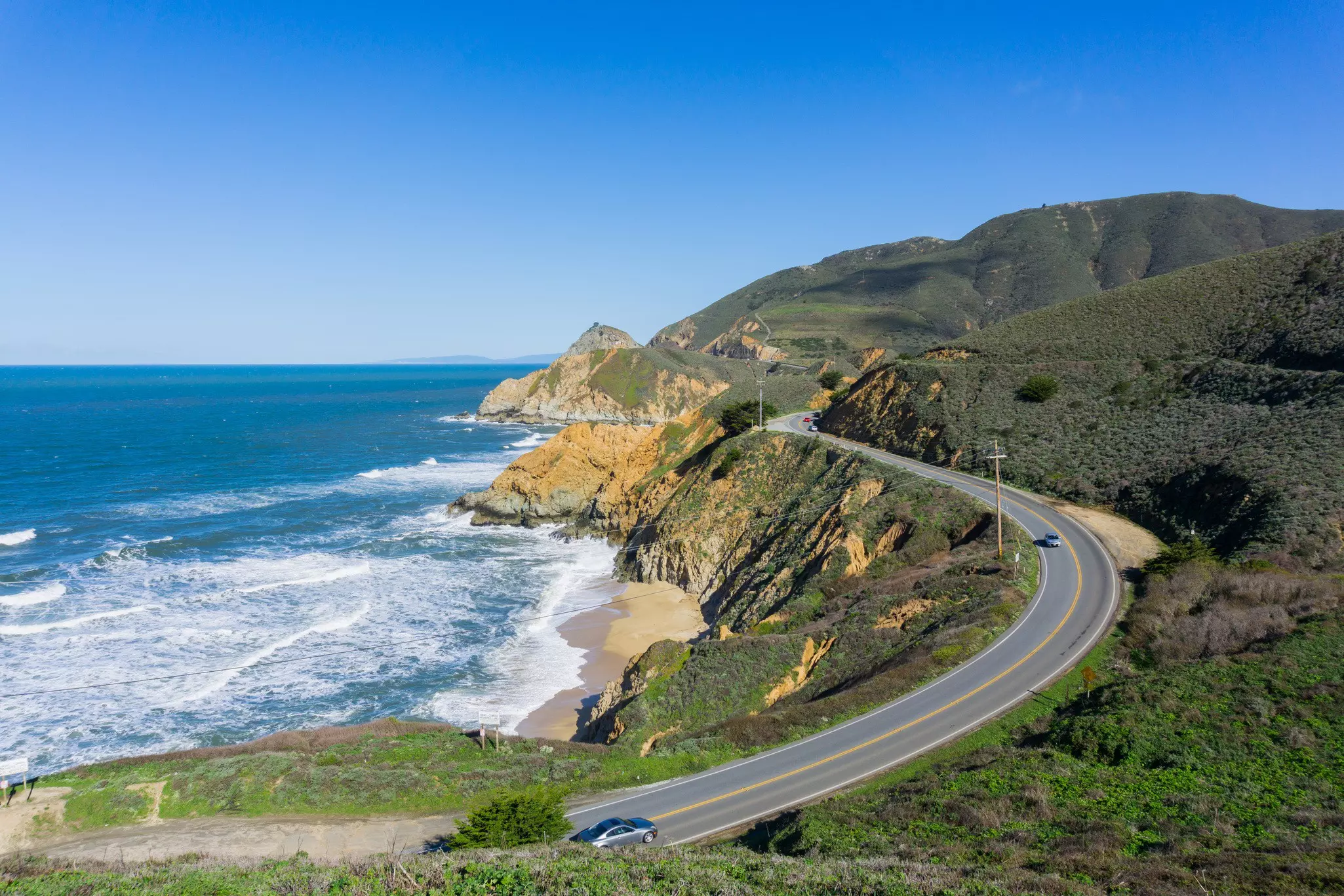 A road along a coastal cliff.