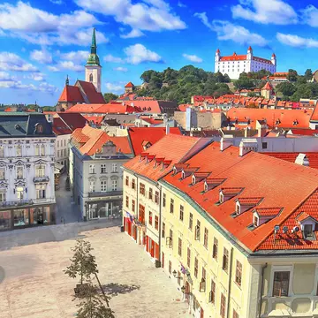 St. Martin's Cathedral, Bratislava castle (from left to right) and  main square of Bratislava city, Slovakia, License Type: media, Download Time: 2025-12-02T08:40:18.000Z, User: oneseven7891, Editorial: false, purchase_order: 56530 - Guidebooks, job: Global Publishing WIP, client: Eastern Europe 17, other: Dominic Allen