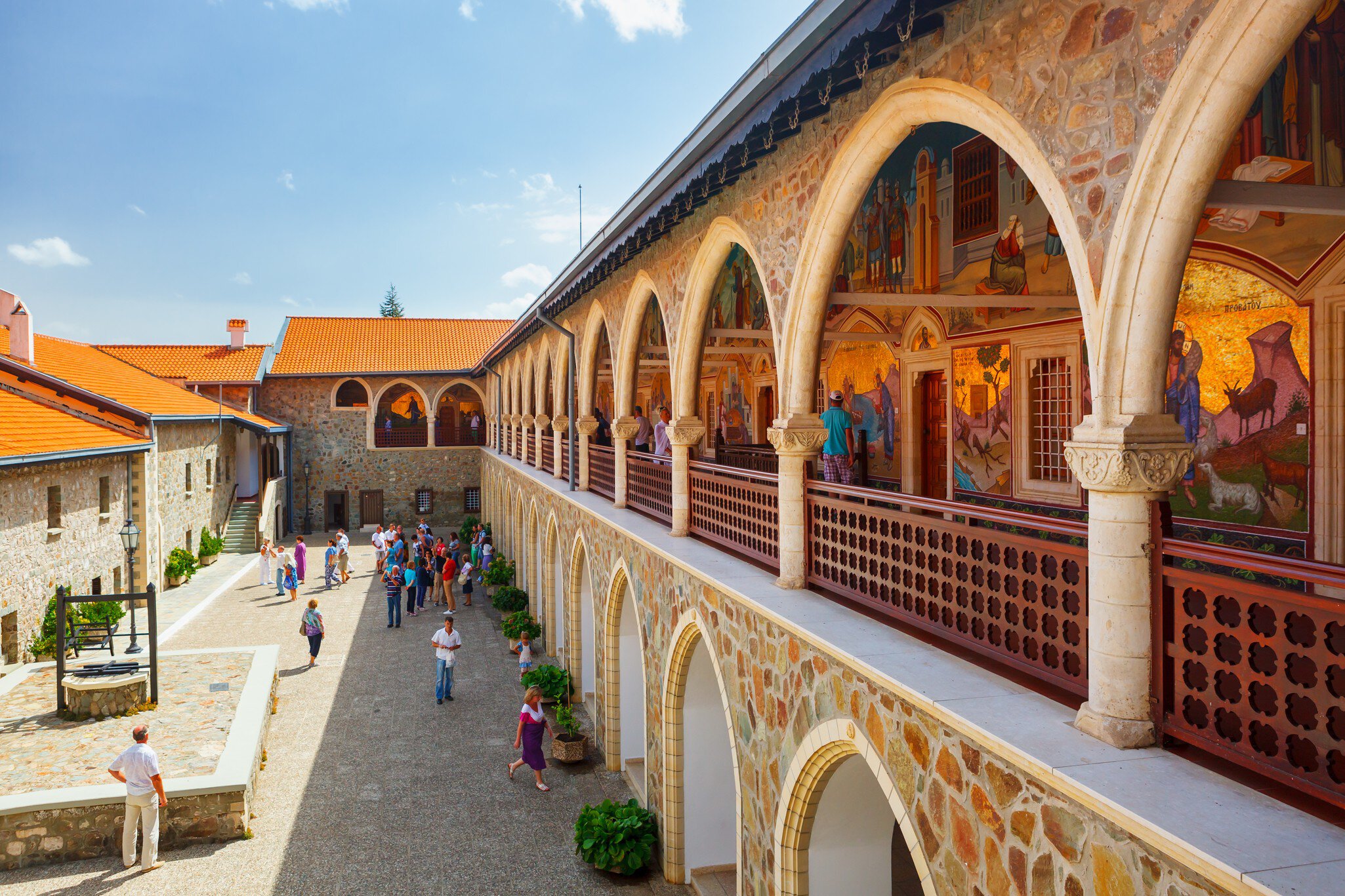 CYPRUS, PAPHOS- SEPTEMBER 21 2016: courtyard in the famous Kykkos monastery.; Shutterstock ID 522191599;