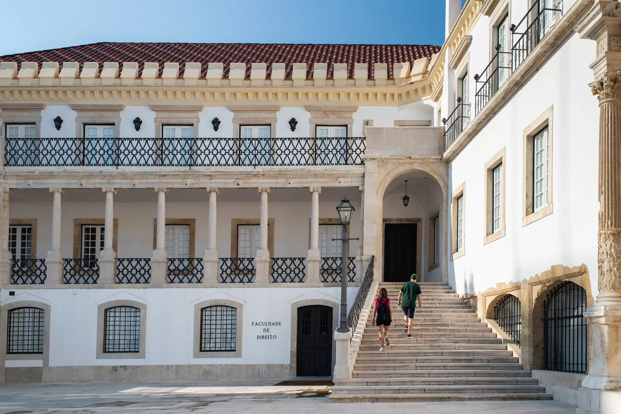 Exterior view of the buildings housing the University of Coimbra in Portugal.