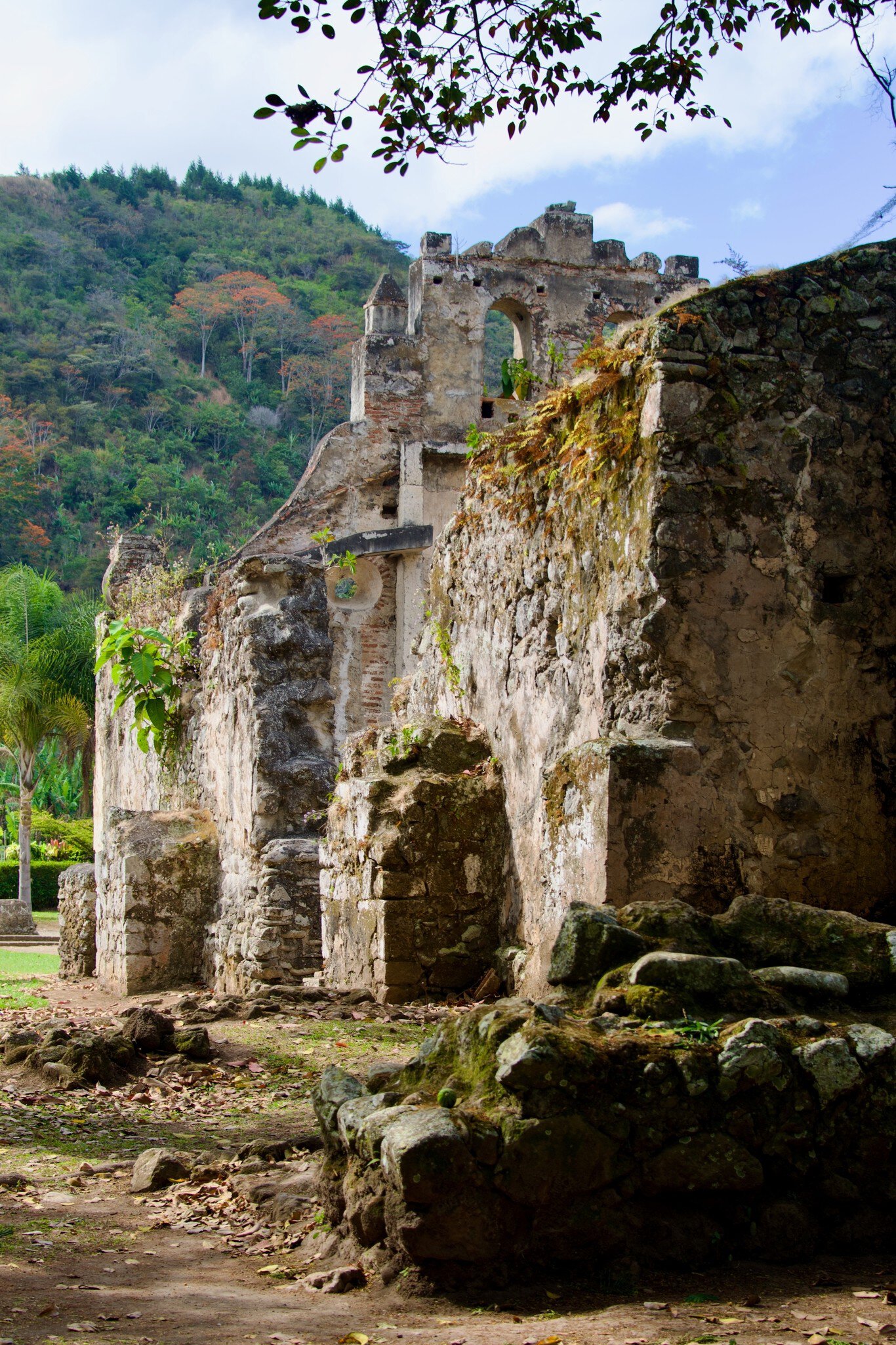 Costa Rica Valle de Orosi Ujarras Church Ruins Stone Foundations and walls.