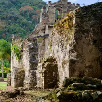 Costa Rica Valle de Orosi Ujarras Church Ruins Stone Foundations and walls.