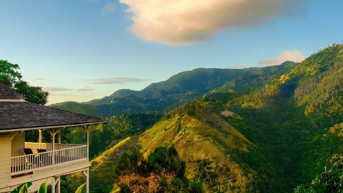 Strawberry Hill Hotel at sunset , Jamiaca.