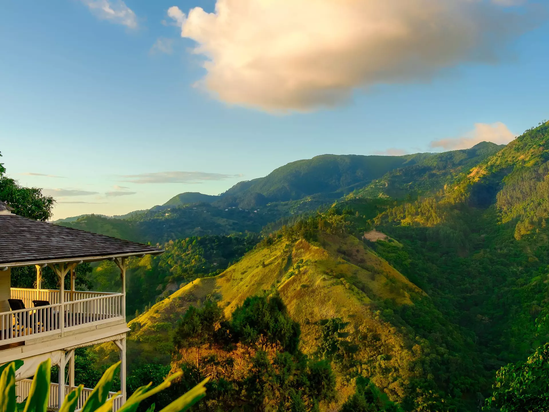 Strawberry Hill Hotel at sunset , Jamiaca.