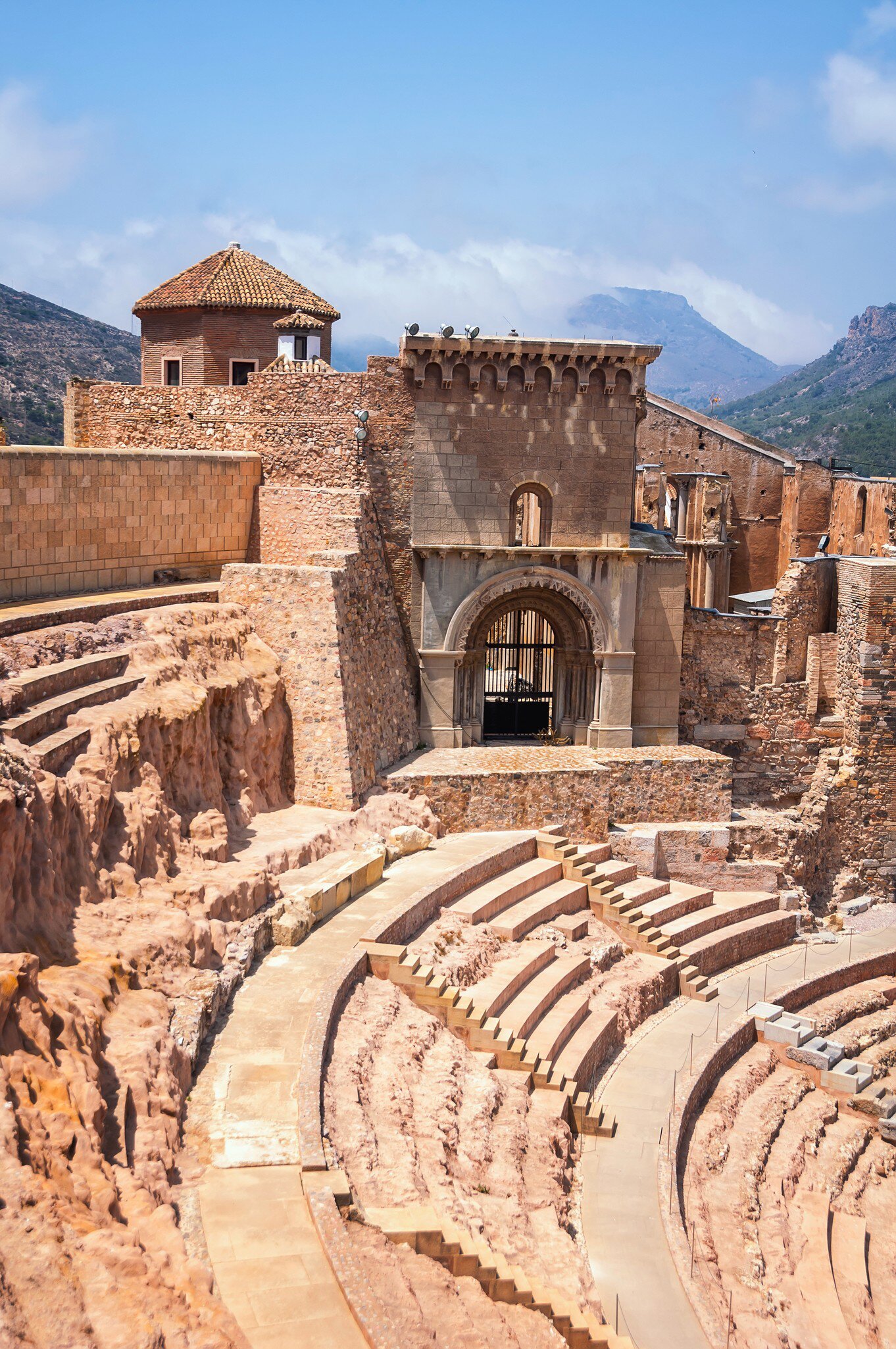 View of the ruins of the Roman theater in Cartagena, Spain.