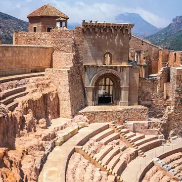 View of the ruins of the Roman theater in Cartagena, Spain.