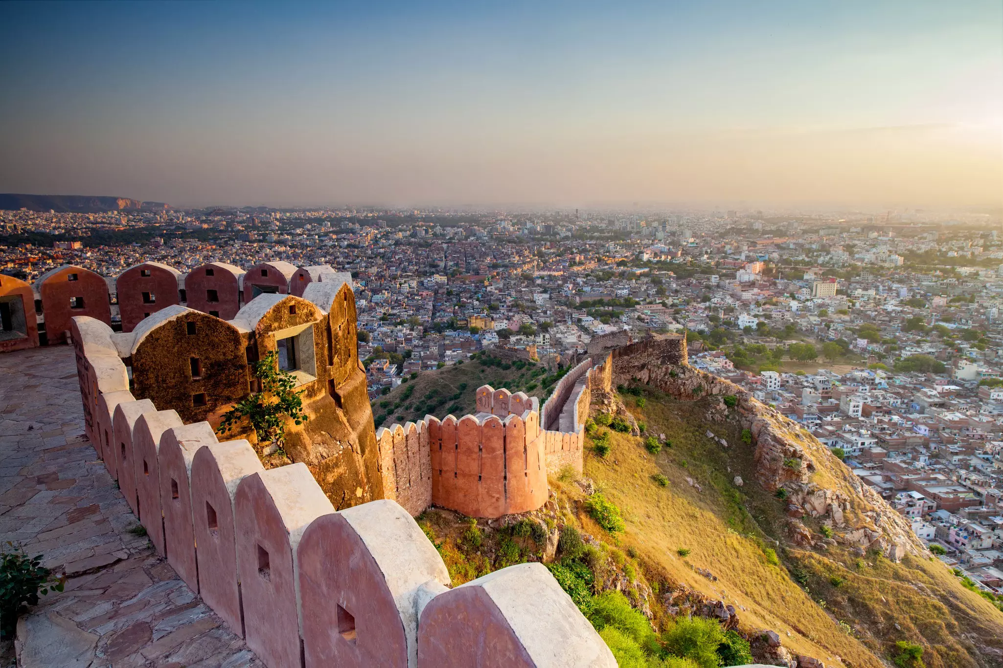 Jaipur from Nahargarh Fort at sunset.