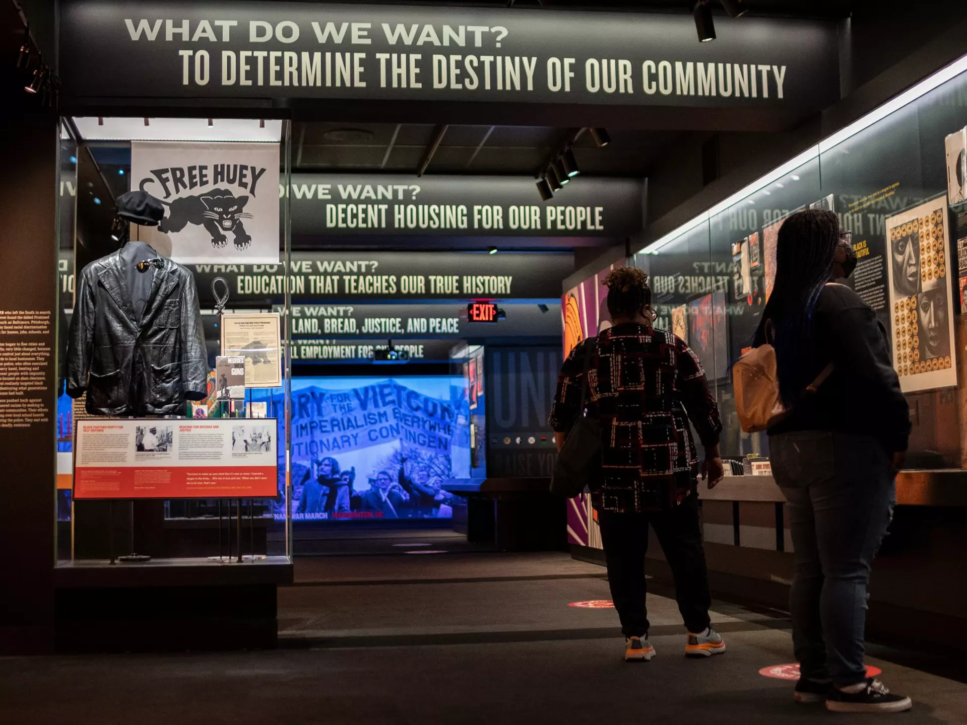 A pair of people look at an exhibit at the National Civil Rights Museum in Memphis