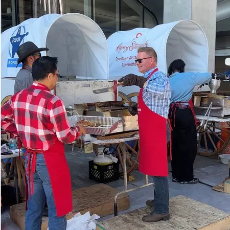 Fluor Rope Square pancake breakfast -- pancake chefs -- Calgary July 2026