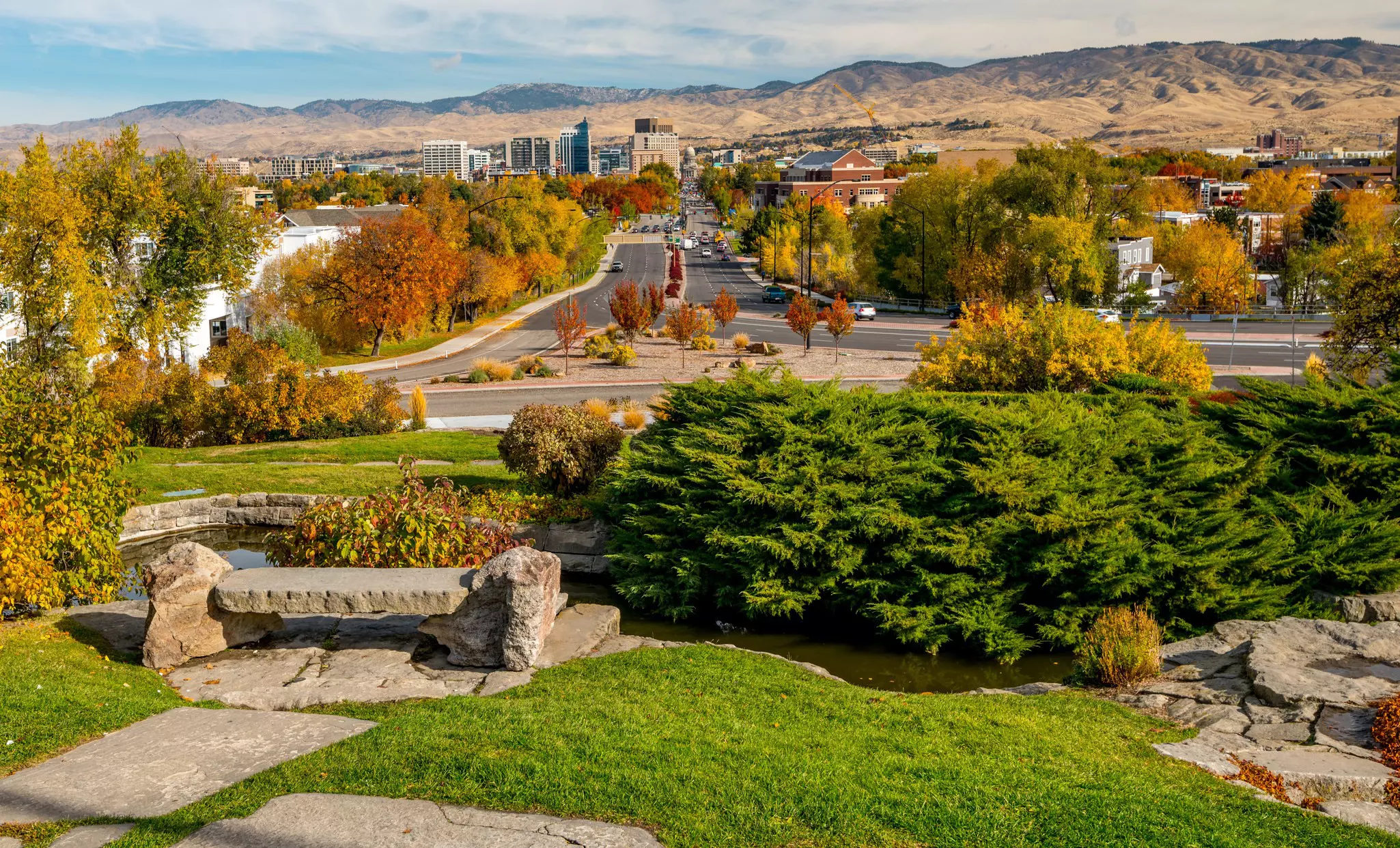 Fall trees with autumn colours line the streets of Boise © Charles Knowles / Shutterstock