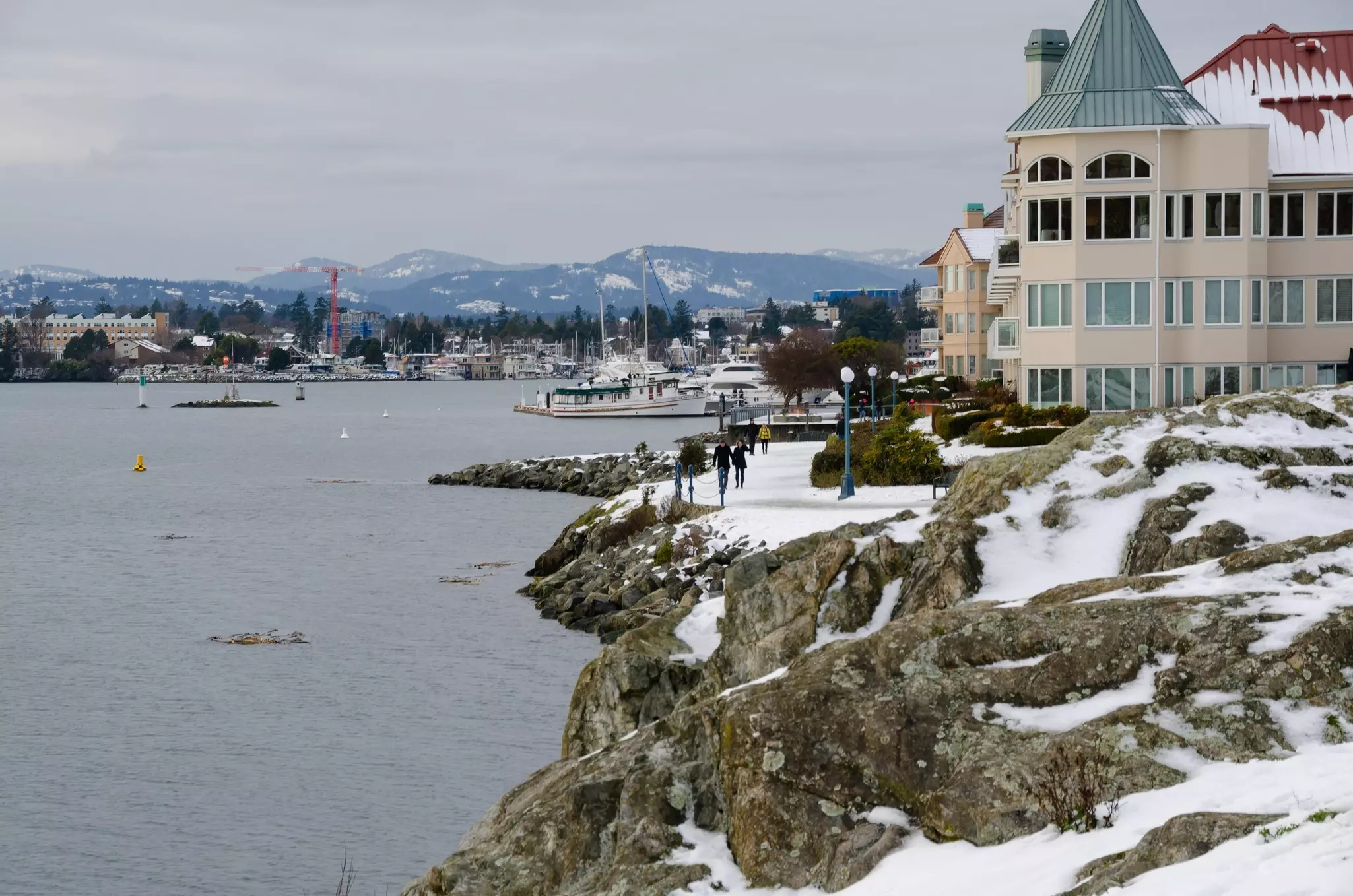 Victoria BC under a blanket of fresh white snow.