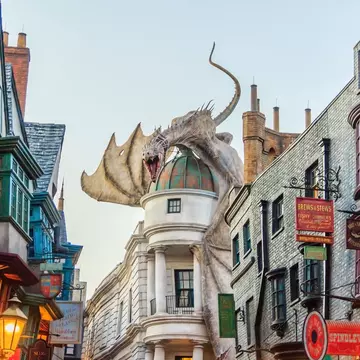 ORLANDO, USA - JANUARY 05, 2017: The Wizarding World of Harry Potter at Universal Studios Orlando. Universal Studios Orlando is a theme park resort in Orlando, Florida.