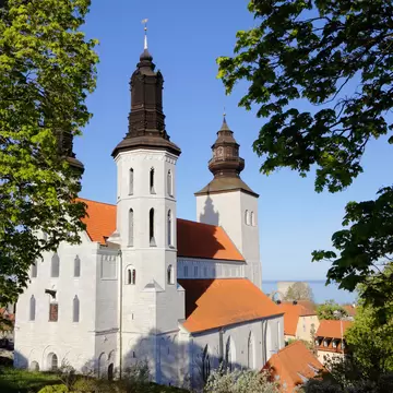 Exterior of the cathedral dating from the Middle Ages in Visby on the Swedish island of Gotland.