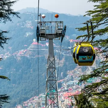 View of the Jakhu Ropeway, a popular tourist destination in Shimla, Himachal Pradesh, India.