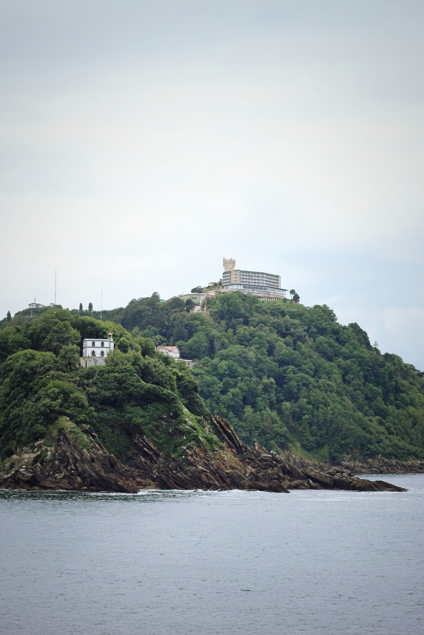 View of Isla de Santa Clara in San Sebastián, Spain.