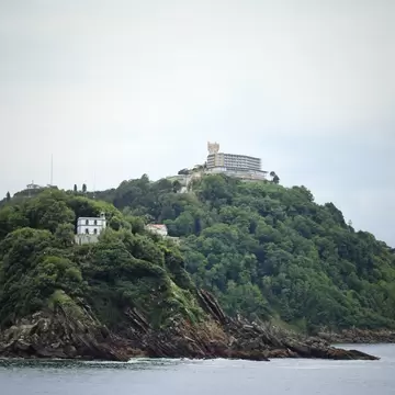 View of Isla de Santa Clara in San Sebastián, Spain.