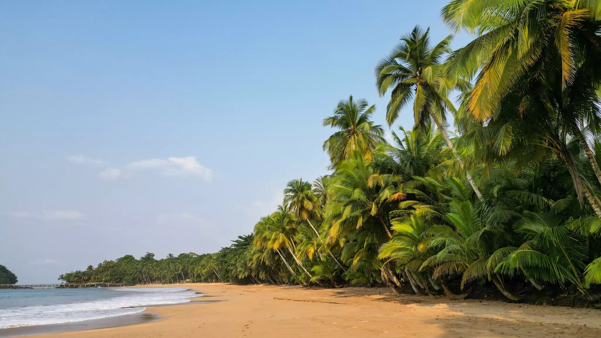 The beach at Bom Bom in Príncipe, São Tomé and Príncipe.