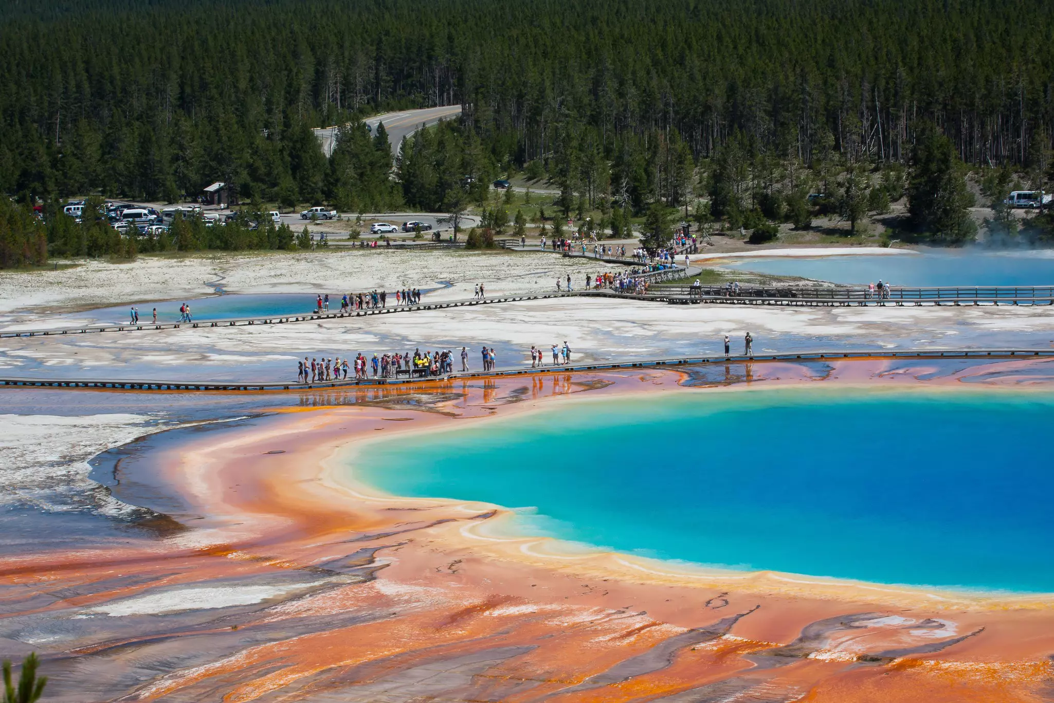 Colorful of Grand Prismatic Spring in Yellowstone National Park, Wyoming.