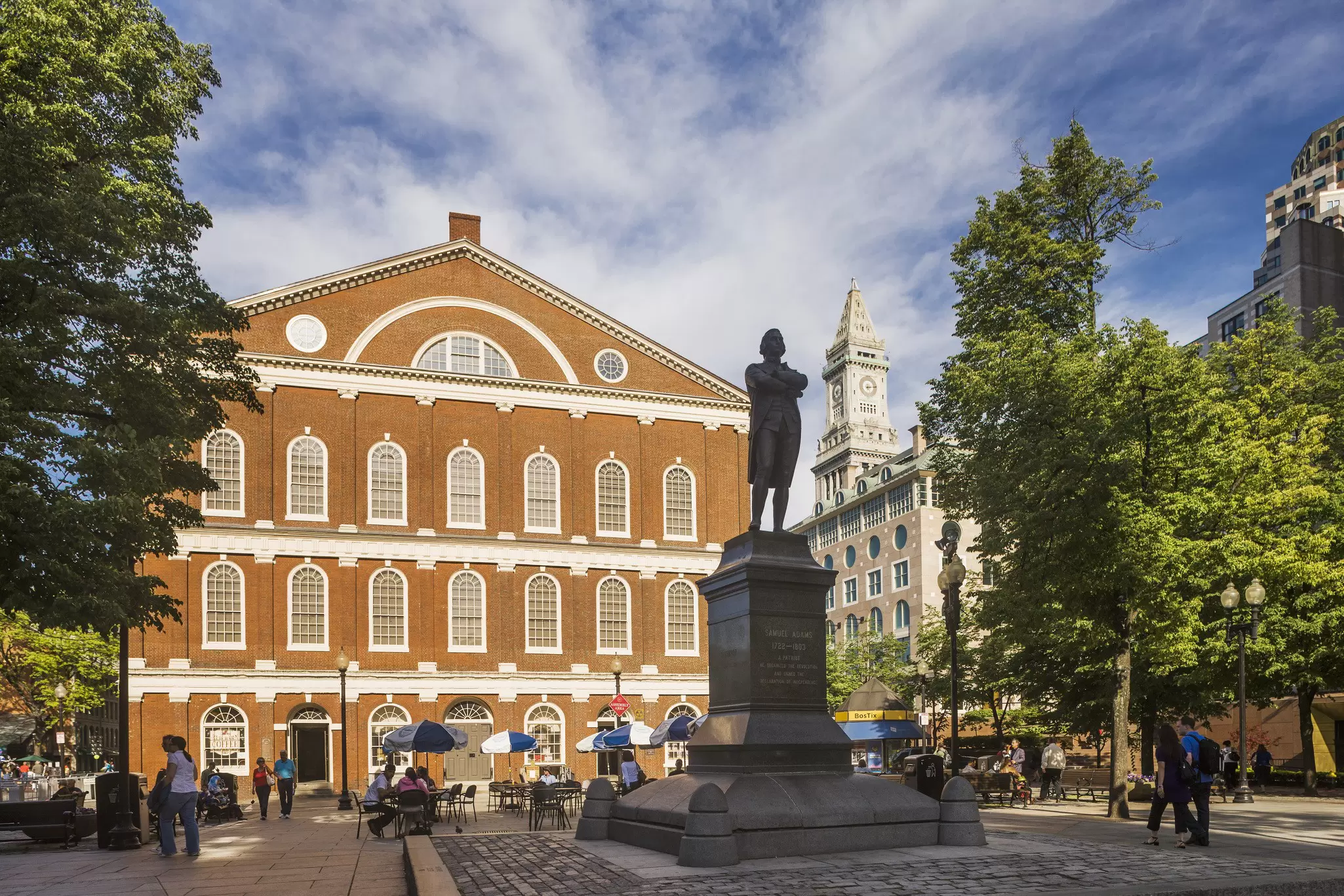 Built Structure City Chair Table Architecture Travel Destinations Horizontal Outdoors USA Statue Modern Tree Sky Cloud - Sky Day Massachusetts Boston - Massachusetts Color Image Faneuil Hall Pedestal City Life Incidental People Building Exterior Photography Sidewalk Cafe
Faneuil Hall and the statue of Samuel Adams