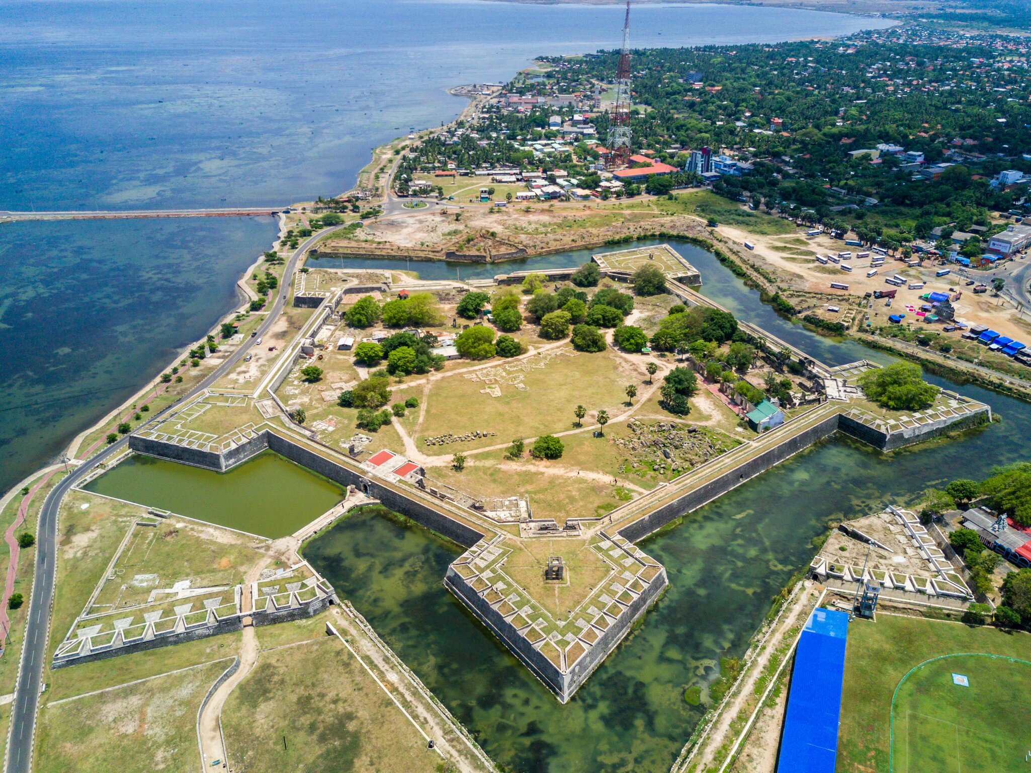 Jaffna Fort, built by the Portuguese near Karaiyur at Jaffna, Sri Lanka in 1618 under Phillippe de Oliveira following the Portuguese invasion of Jaffna. Fortress of Our Lady of Miracles of Jafanapatao