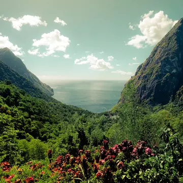 St Lucia’s iconic Pitons and Caribbean Sea (as well as nearby islands) are visible from the Tet Paul Nature Trail © Getty Images